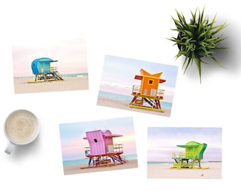 Postcard Set of 4 Art Deco Beach Greeting Cards
