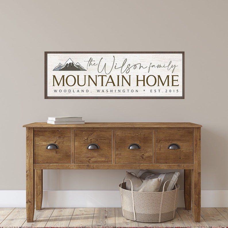 Personalized Mountain Home Sign Custom Canvas Cabin Decor Etsy