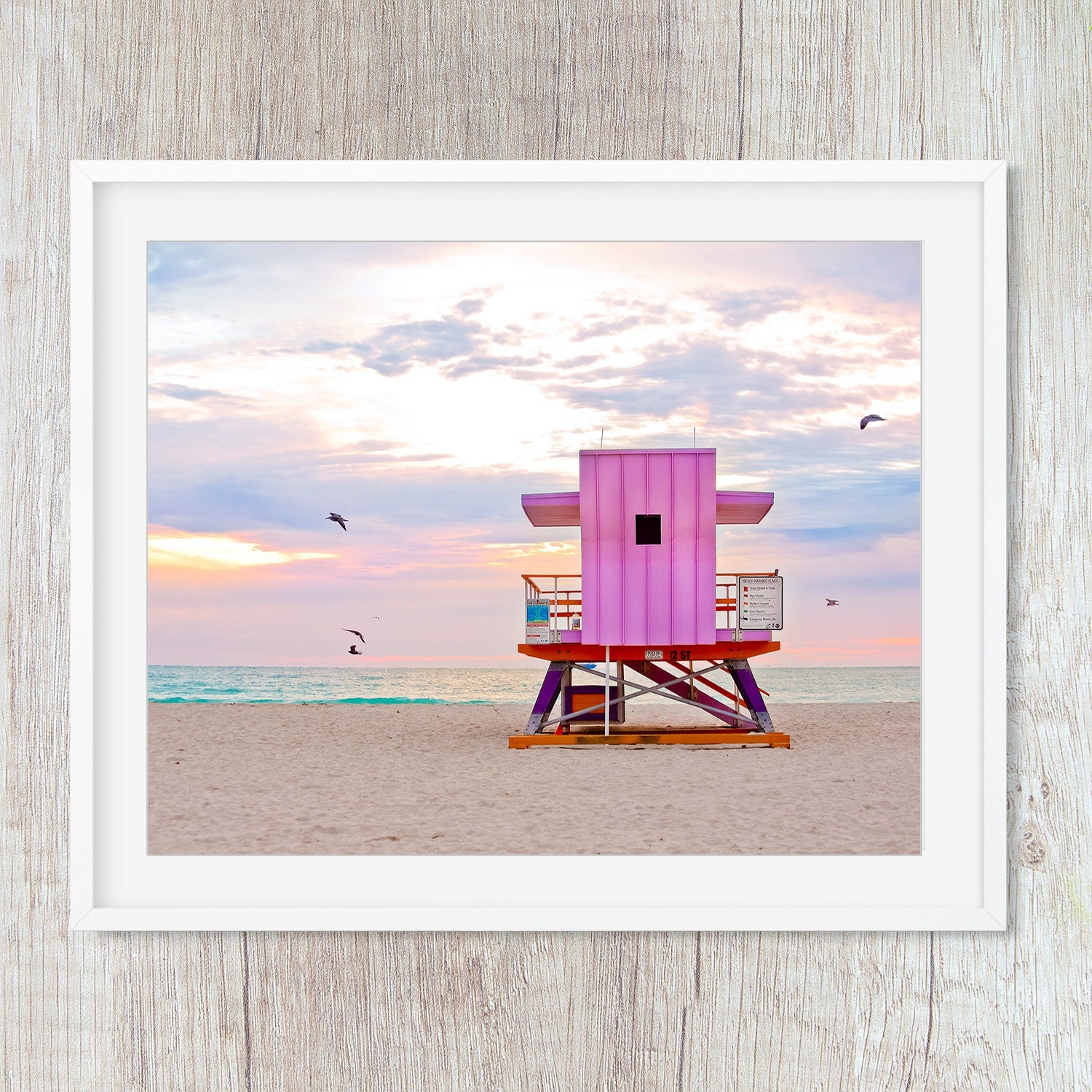 Pink Wall Decor Beach Hut Miami Art Deco Lifeguard Stand Etsy