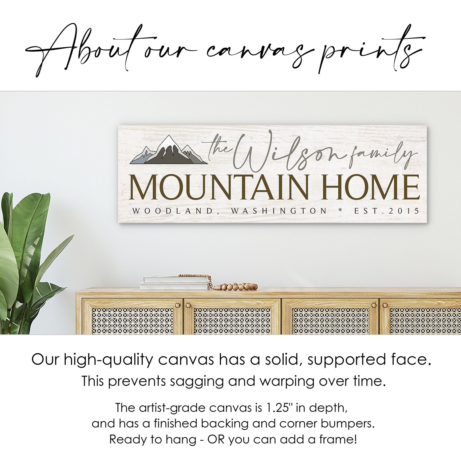 Personalized Mountain Home Sign Custom Canvas Cabin Decor Etsy