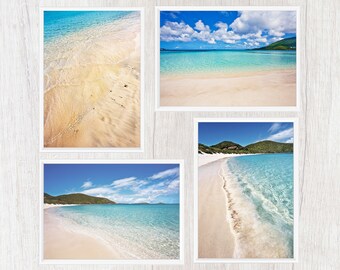 Beach Shoreline Collection, Gallery Wall Art Set, Coastal Beach Art Prints or Canvases, Set of 4