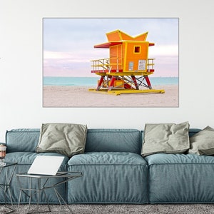 Orange 1 Lifeguard Stand Miami Beach, Coastal Wall Art Photography Prints image 2