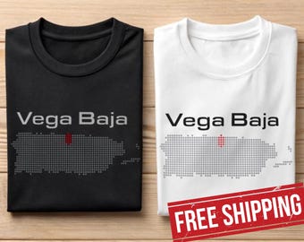 Camiseta Vega Baja Puerto Rico / Camiseta Pueblo Boricua / Orgullo de la ciudad natal puertorriqueña / Regalo Boricua / Regalo para mamá y papá / Camiseta con mapa de la ciudad de Puerto Rico