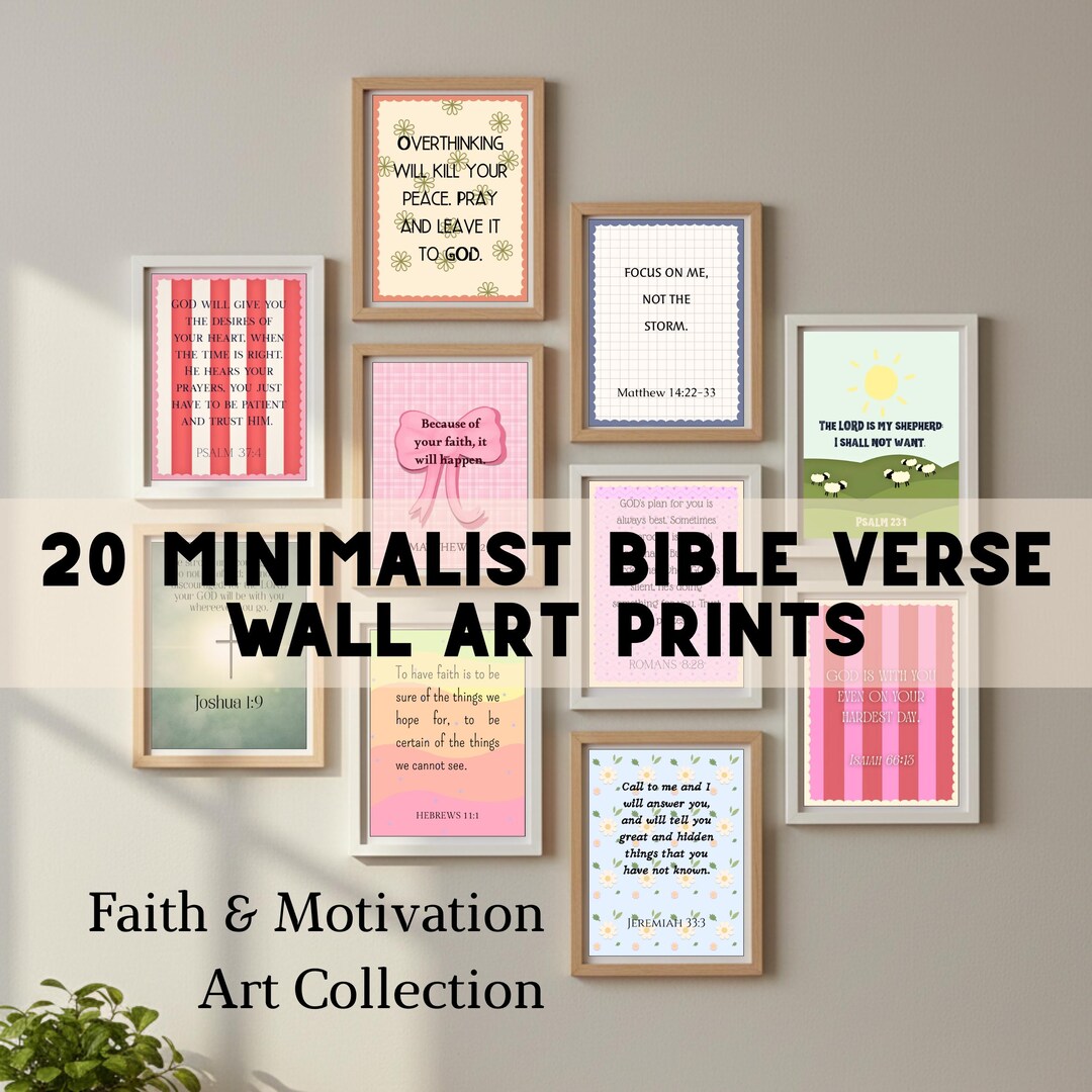20 Minimalist Bible Verse Wall Art Set | Digital Download | Aesthetic ...