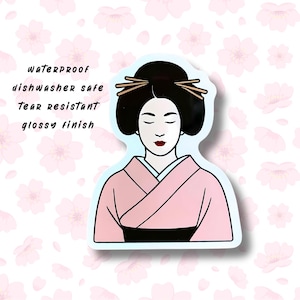 Japanse minimalistische GEISHA-sticker waterdicht, vinyl waterfles, laptopsticker, vaatwasmachinebestendig, cadeau, souvenir uit Japan