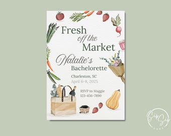 Farmers Market Bachelorette Itinerary Template: Customizable Invite (Canva)