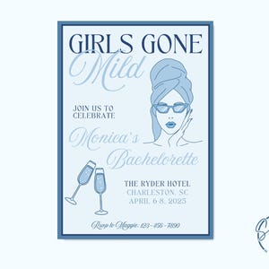 Girls Gone Mild vrijgezellenfeest route, spa-thema chill invite, aanpasbare canvassjabloon, vrijgezellenweekend route