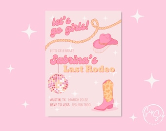 Nashville Bachelorette Party Invitation: Disco Cowgirl Itinerary Template