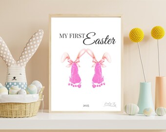 My First Easter Footprint Bunny Ears Craft – Editable Digital Download for Baby’s First Easter Keepsake - Footprint Art - Baby Footprint -
