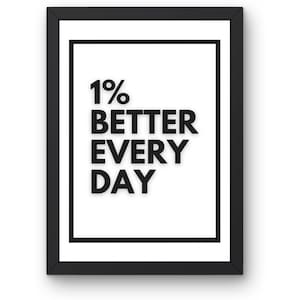 1% Better Every Day Digital Download | Motivational Wall Art | Inspirational Printable | Office Decor | Gym Wall Art | Growth Mindset Print