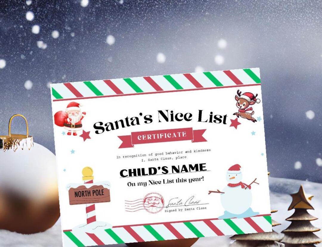 Editable Santa Letter & Nice List Certificate Template, Instant ...