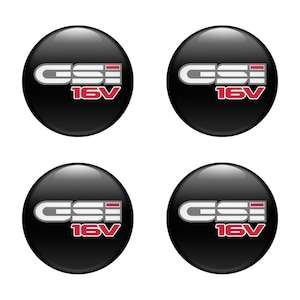 Car Wheel Center Cap Stickers GSI – Set of 4 – Silicone Rim Hub Covers – Universal Fit – Waterproof & Durable