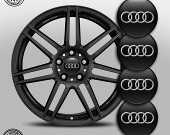 Car Wheel Center Cap Stickers Audi – Set of 4 – Silicone Rim Hub Covers – Universal Fit – Waterproof & Durable