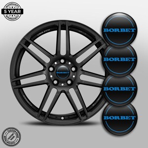 Car Wheel Center Cap Stickers Borbet – Set of 4 – Silicone Rim Hub Covers – Universal Fit – Waterproof & Durable