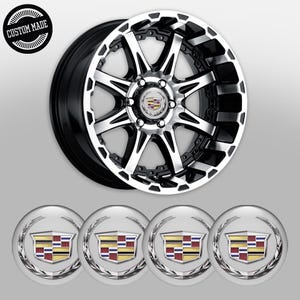 Pegatinas para tapacubos de ruedas de coche Cadillac – Juego de 4 – Cubrecubrecubrecubrecubrecubrecubrecubrecubrecubre – Ajuste universal – Resistente al agua y duradero