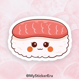 Kawaii-sushi | Leuke glanzende sticker voor sushi-liefhebber | Waterdicht | Cadeaus voor fijnproevers | Sticker voor fijnproevers | Sticker Japans eten | Cadeau-idee