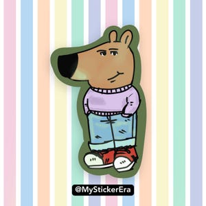 Sticker Chill Guy, Meme, cadeau de Noël, Sticker imperméable pour les amoureux des animaux, ordinateur portable, Sticker cadeau, découpe brillante, finition mate, drôle