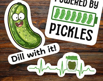 Funny Pickle Sticker, Dill with it, Vinyl Waterproof Sticker for Pickle Lover, Dishwasher Safe, Water Bottle, Laptop, Gift for friends