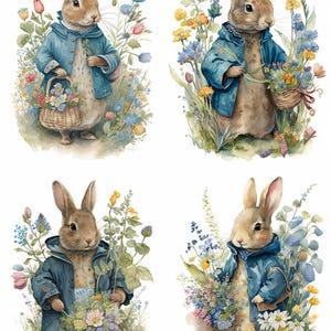 Peter Rabbit Cliparts| Beatrix Potter Style Spring Bunny Clipart Set | High-Quality JPG for Card Making | Digital Download