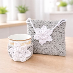 2 Crochet Patterns PDF | Cup Cozy and Book Pouch | Beginner Friendly