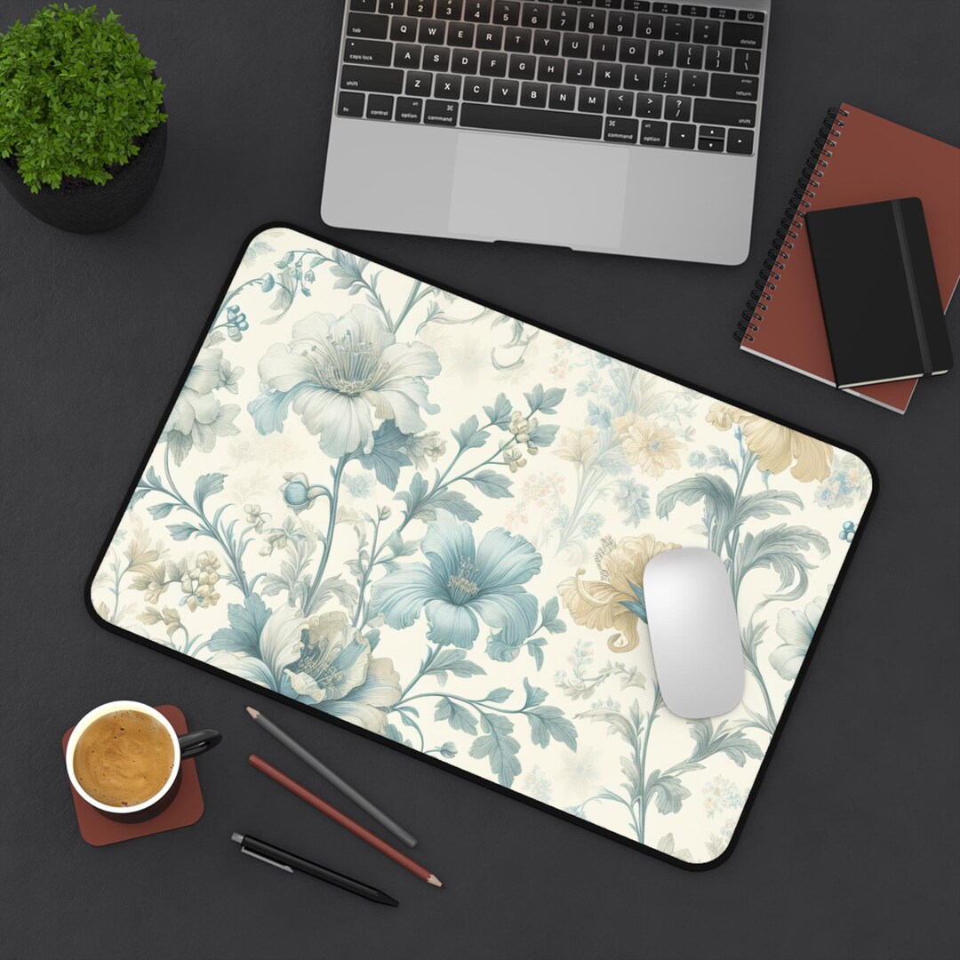 Floral Desk Mat | Elegant Home Office Decor, Vintage Style Mouse Pad ...
