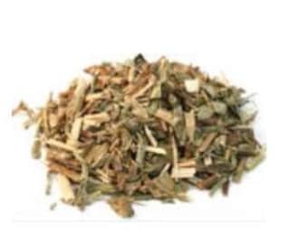 May include: A pile of dried herbs, including stems and leaves, in shades of brown, green, and beige.
