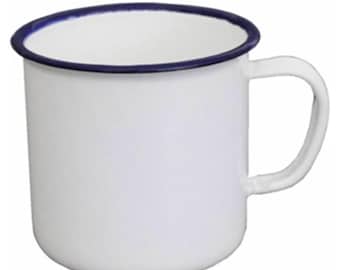 Taza de esmalte blanco Gode Blanc Petit, vudú haitiano, 21 divisiones, conjuro, magia, brujería
