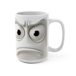 Expressive 15oz Mug - Funny Face Coffee Cup, Unique Gift for Friends, Office Humor, Quirky Kitchen Decor, Gift for Birthdays, Holiday Cheers