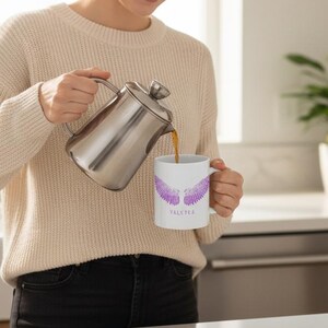 Viking Mug, Valkyrie Mug, Norse Angel, Shield Maiden, Viking Kitchen, Norse Mug, Purple Valkyrie Wings, Angel Wings Decor, Purple Mugs