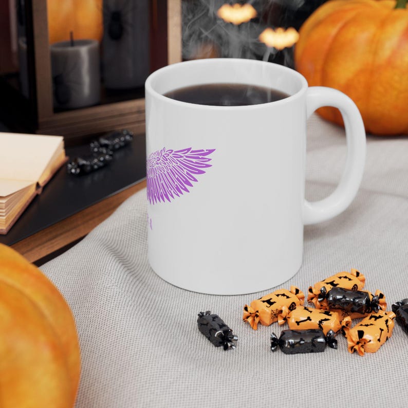 Viking Mug, Valkyrie Mug, Norse Angel, Shield Maiden, Viking Kitchen, Norse Mug, Purple Valkyrie Wings, Angel Wings Decor, Purple Mugs