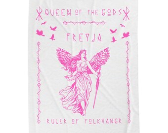 Couverture de jeune fille bouclier, cadeau d'anniversaire, Saint-Valentin, cadeau à thème Viking pour elle, dieu nordique Freya, couverture de pendaison de crémaillère, fan nordique