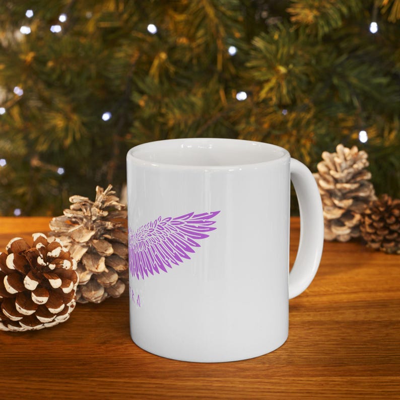 Viking Mug, Valkyrie Mug, Norse Angel, Shield Maiden, Viking Kitchen, Norse Mug, Purple Valkyrie Wings, Angel Wings Decor, Purple Mugs