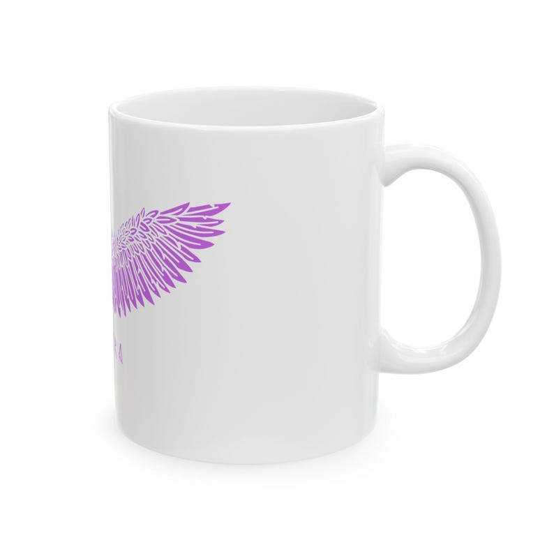 Viking Mug, Valkyrie Mug, Norse Angel, Shield Maiden, Viking Kitchen, Norse Mug, Purple Valkyrie Wings, Angel Wings Decor, Purple Mugs