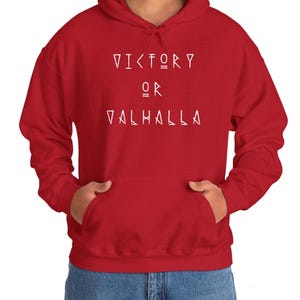 Vikings, Valhalla, Viking Hoodie, Nordic Sweatshirt, Viking Sweatshirt, Gift for Viking Fan, Norse Mythology, Multiple Colors, Red Hoodie
