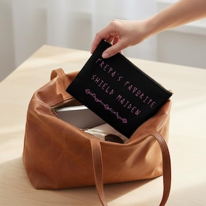 Viking Theme Gift for Her Freya Shield Maiden Accessory Purse Pencil Case Travel Makeup Bag Clutch Cosmetic Case Norse Mythology Present