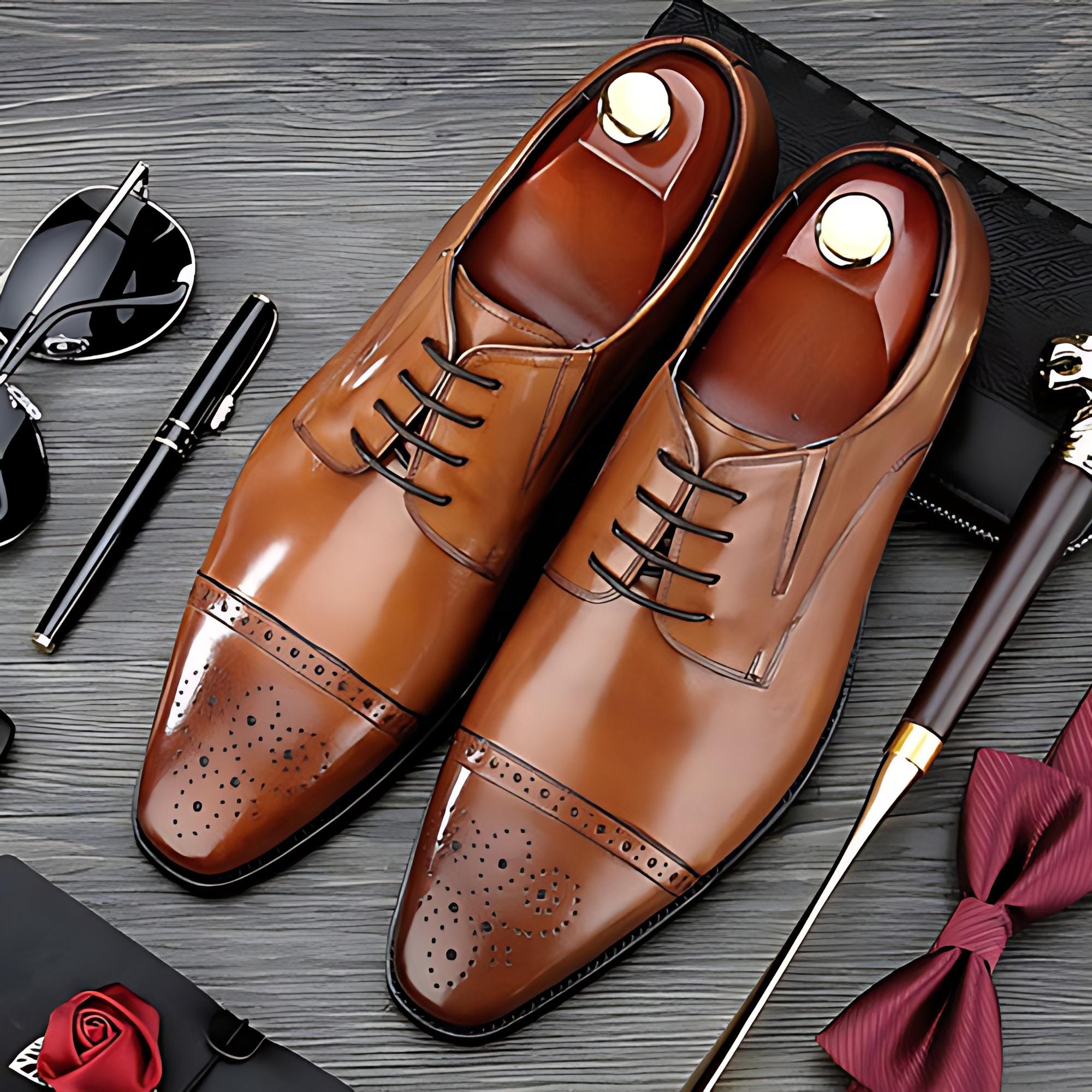 Men Bespoke Handmade Genuine Tan Leather Oxford Brogue ToeCap Lace-Up Derby Shoe Men Bespoke Handmade Genuine Tan Leather Oxford Brogue ToeCap Lace-Up Derby Shoe