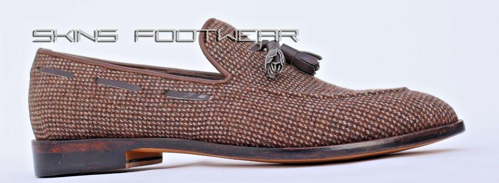 Tweed Tassel Loafers in Brown Plaid - Men\'s Slip-On Dress Loafers Paul Parkman Kiltie Tassel Loafer Beige & Brown (ID#KT57BJ  main image 3