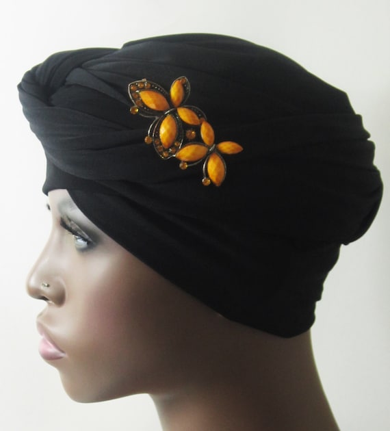 Women Black Ez Pz Turban Wrap For Short Hair Or Bald Head Etsy