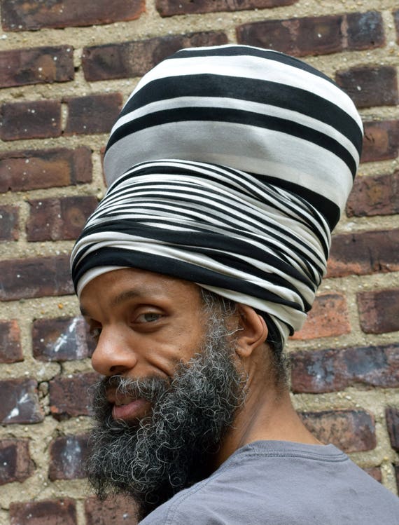 Men Black White Stripe Tam Wrap Ready Wraps Stretch Etsy