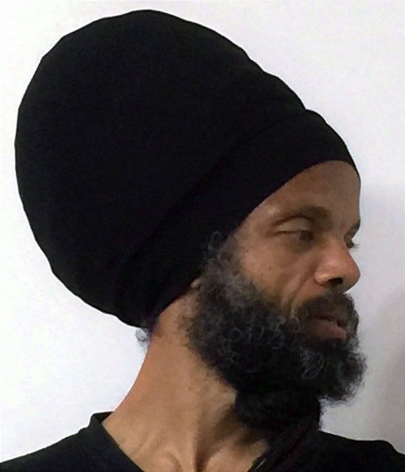 Black Stretch Locs Hat Rasta Style Handmade in USA