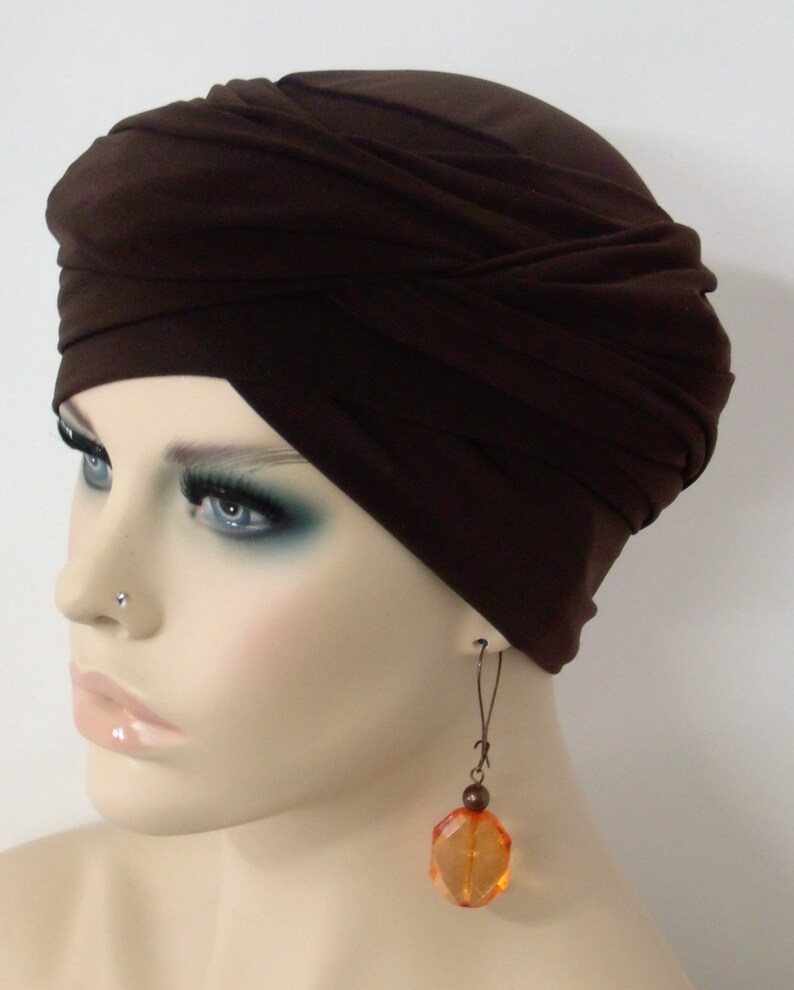 Women Brown EZ PZ Turban Wrap for Short Hair or Bald Head One Etsy