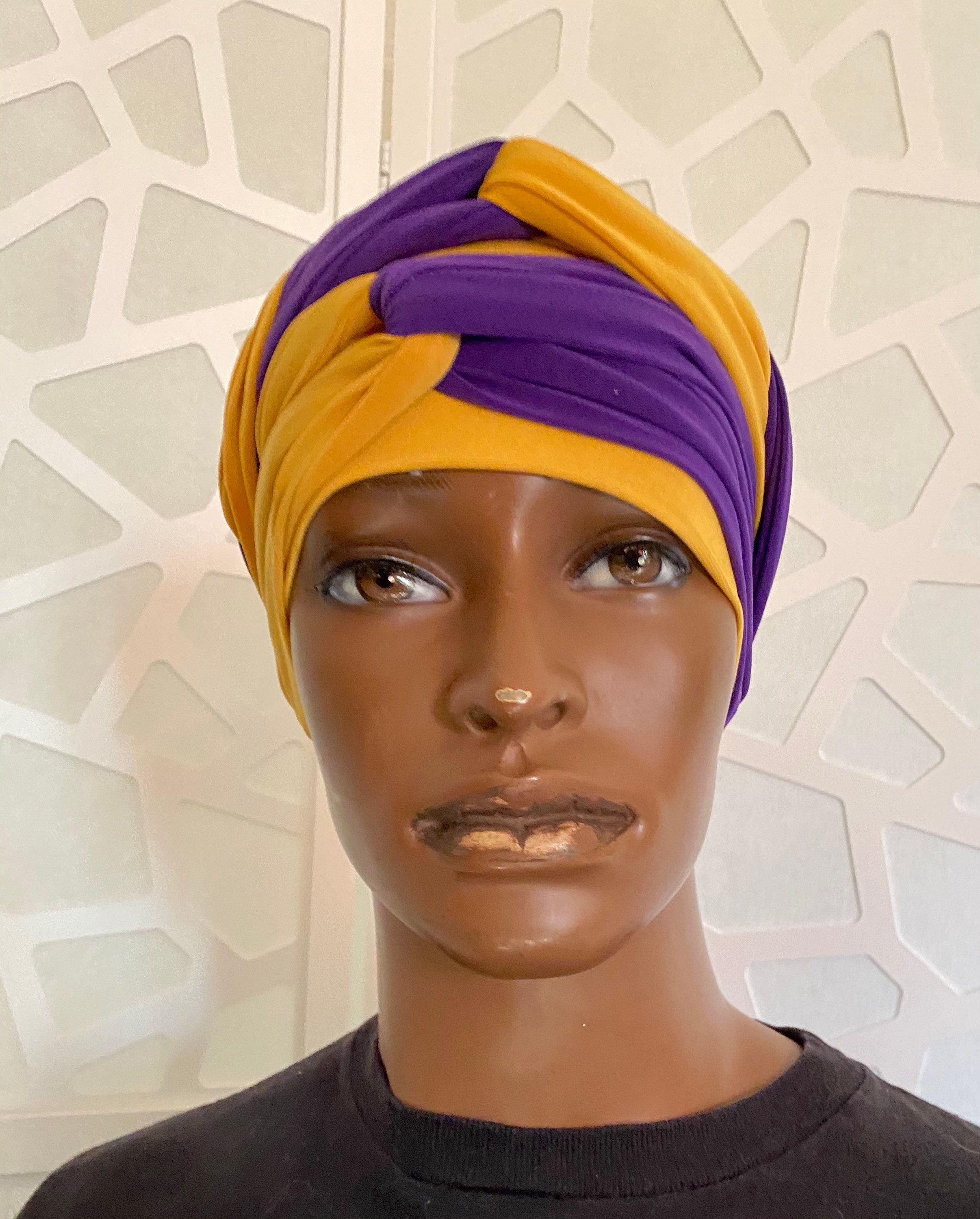 Purple and Gold Head Wrap - Etsy