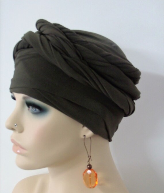 Women Olive Ez Pz Turban Wrap For Short Hair Or Bald Head Etsy