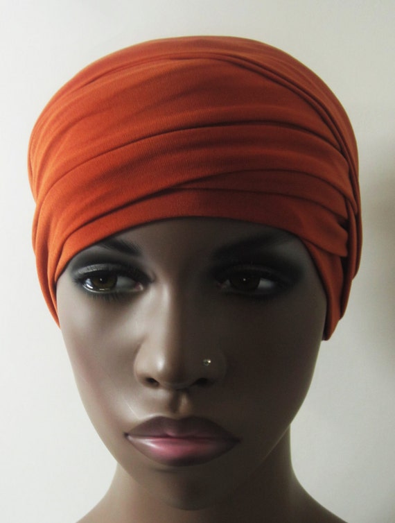 Women Rust Ez Pz Turban Wrap For Short Hair Or Bald Head Etsy