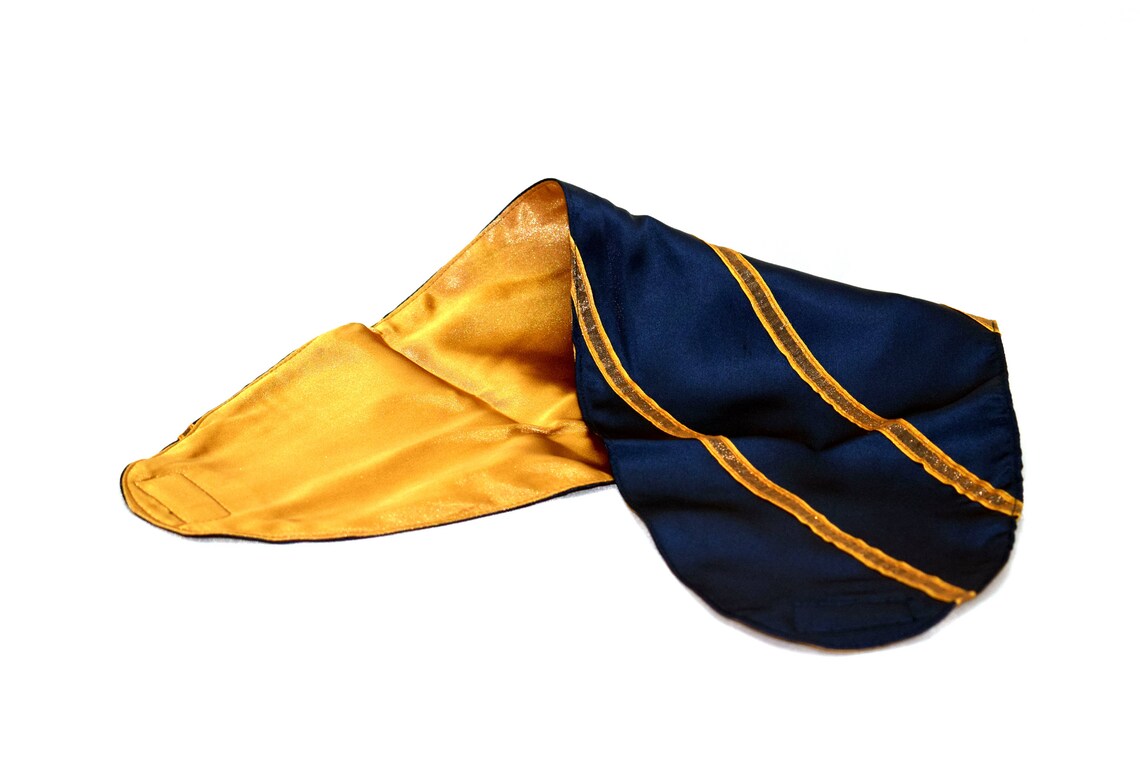 Navy & Gold Tapered Satin Wrap Cap Etsy