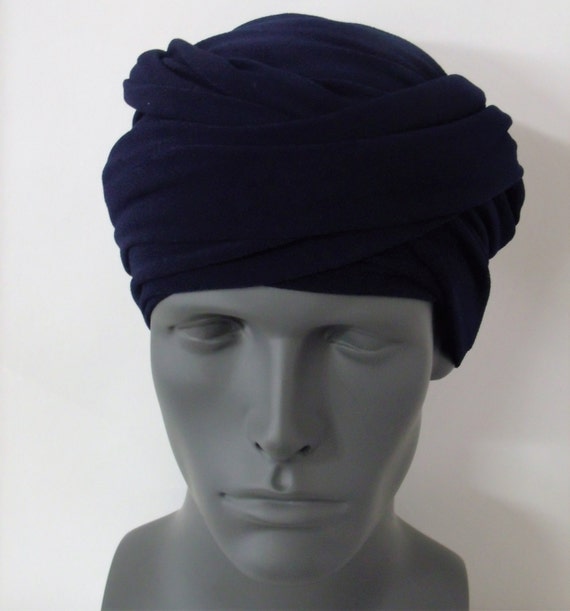 Men Navy Ez Pz Turban Wrap For Short Hair Or Bald Head One Etsy
