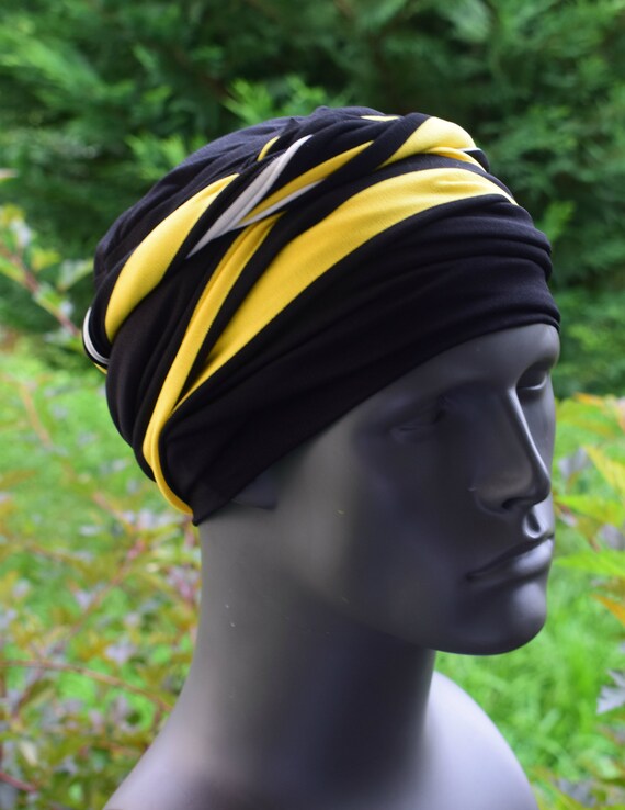 The Stripe Ez Pz Turban Wrap For Short Hair Or Bald Head Etsy