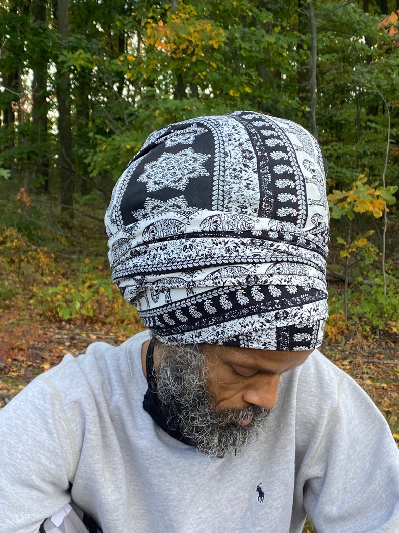 Black N White Tubular Headwrap Etsy