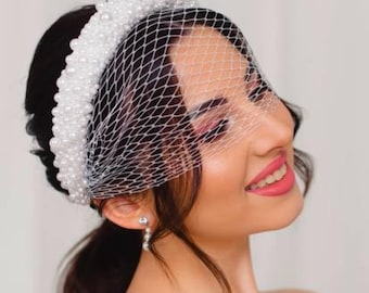 Pearl Headband • Pearl & Crystal Wedding Headband • Bridal Headpiece • Pearl Bridal Headband • White Headband • Bridal Accessory