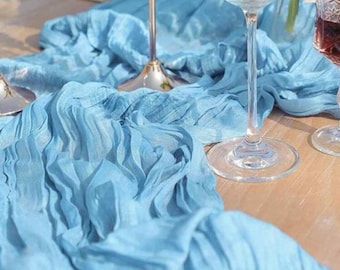 Light  Gauze Table Runner – Wedding Table Decor, Rustic Boho Tablecloth, Cheesecloth Table Runner for Reception, Bridal Shower, Event  Decor